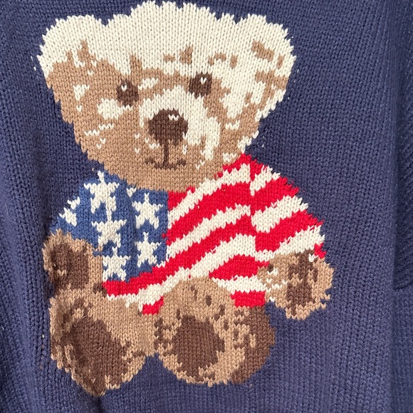 Grayson Threads Navy Sweater with Patriotic Bear M - Picture 4 of 4